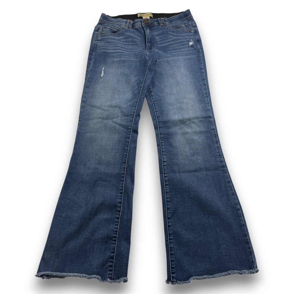 Democracy Ab Technology Women 10 Blue Flare Jeans Distressed Raw Hem B2481KECCXX
